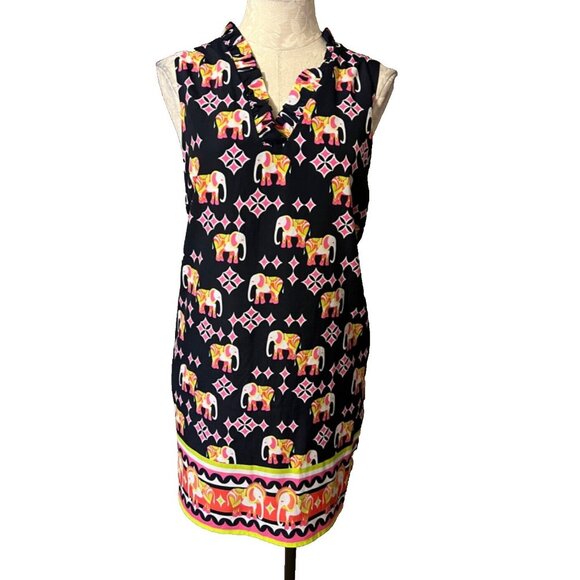 Crown & Ivy Dress 12P 12 P Pink Blue Green Elephants Stretch Sleeveless - Picture 3 of 12